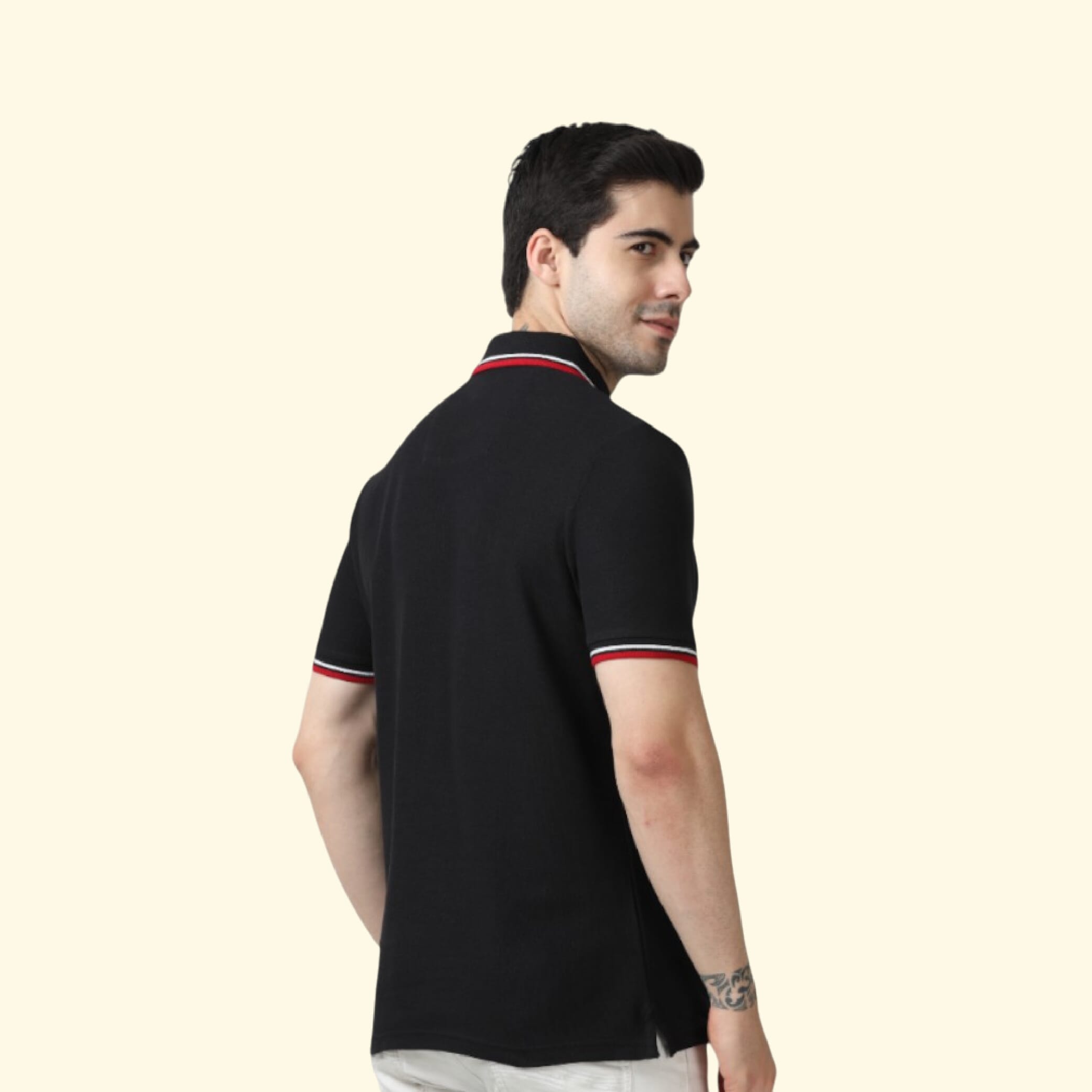 Marks & Spencer Polo T-shirt Tipping-Black with Red 